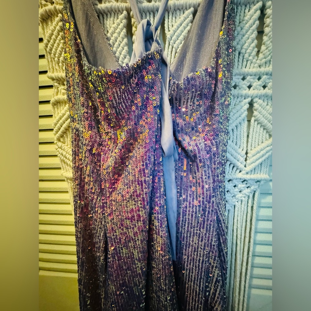 FREE PEOPLE Intimately Gold Rush Sequined Mini Dress in Purple Sz Small - Picture 9 of 11